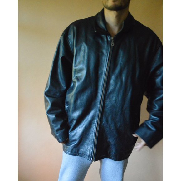 90s Mens Vintage Leather Jacket - Picture 3 of 4